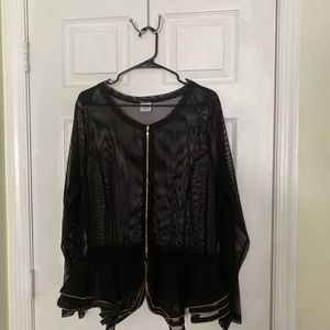 Black mesh peplum top